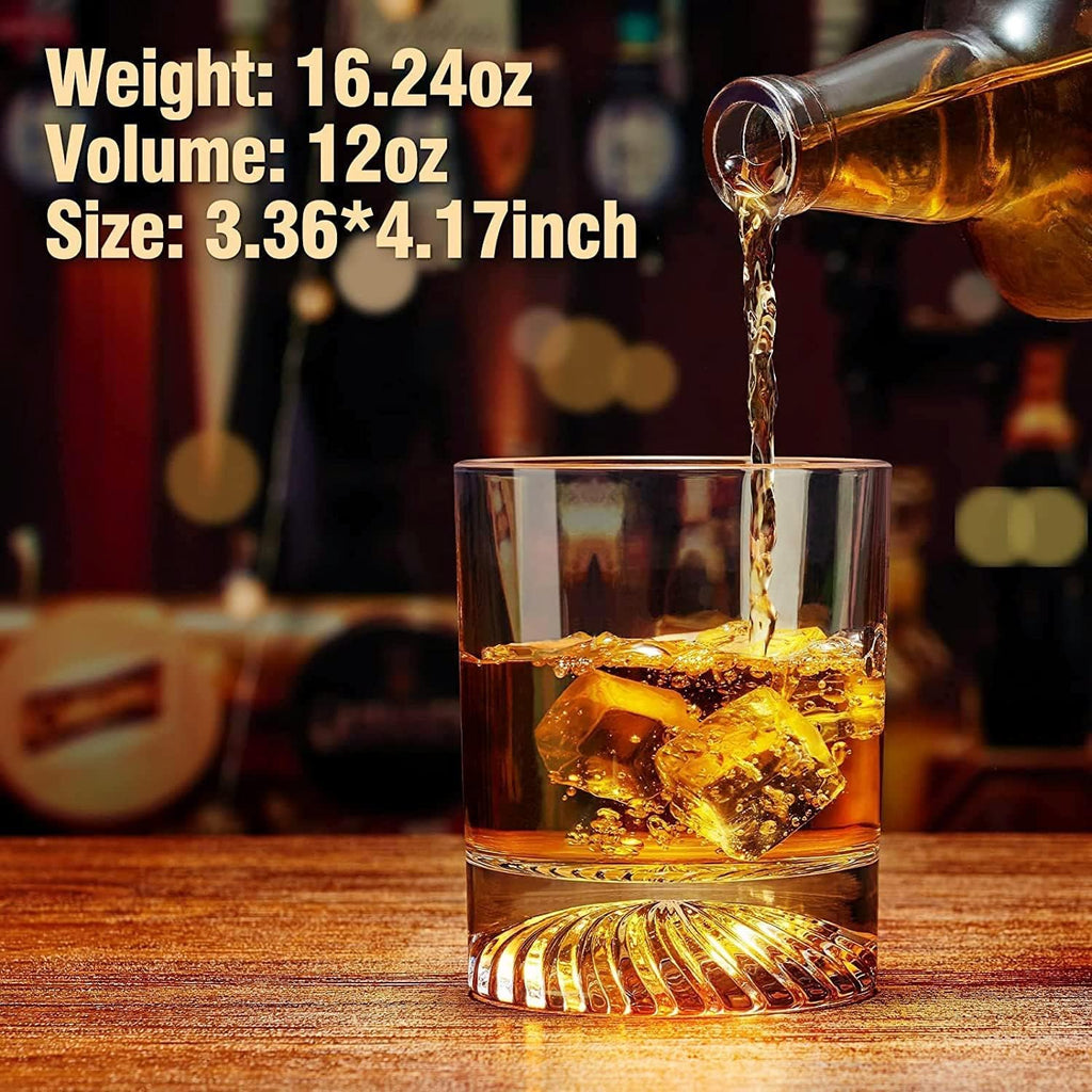 Whiskey Glasses Old Fashioned Glasses Set of 6 12oz Rocks Glasses Gift for Men Women Drinking Bourbon Scotch