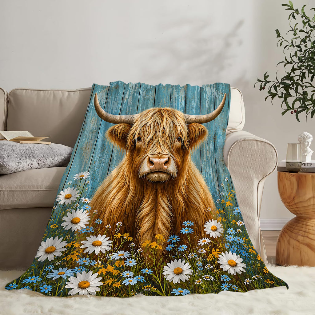 Highland Cow Blanket, Cow Gifts Farmhouse Throw Blanket 60"X80"