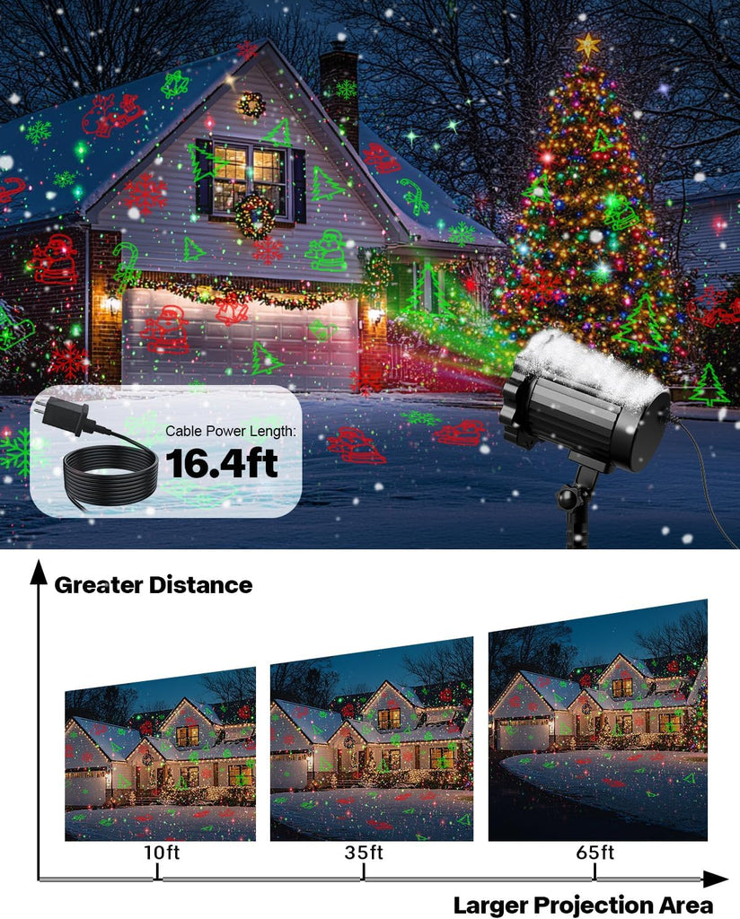 Brighter Christmas Projector Lights Outdoor, Laser Light Projector with Remote, 8 Patterns Light Show Holiday