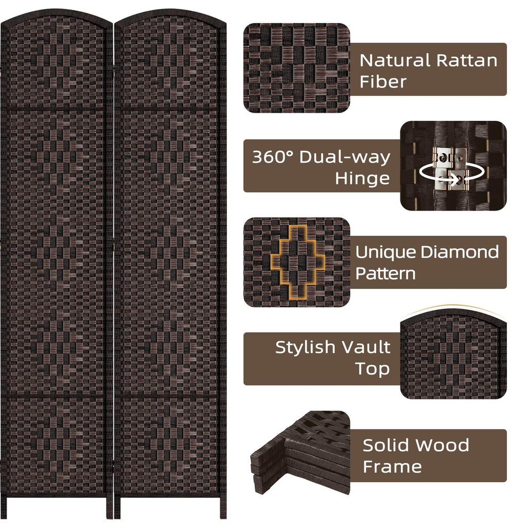 Room Divider Panel, 4 Panel Partition Room Dividers, Dark Mocha
