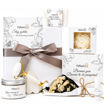 Luxury Spa Gifts for Women, Pamper Self Care Gift Set with Shower Steamers, Body Scrub, Candle & Gua Sha, Birthday