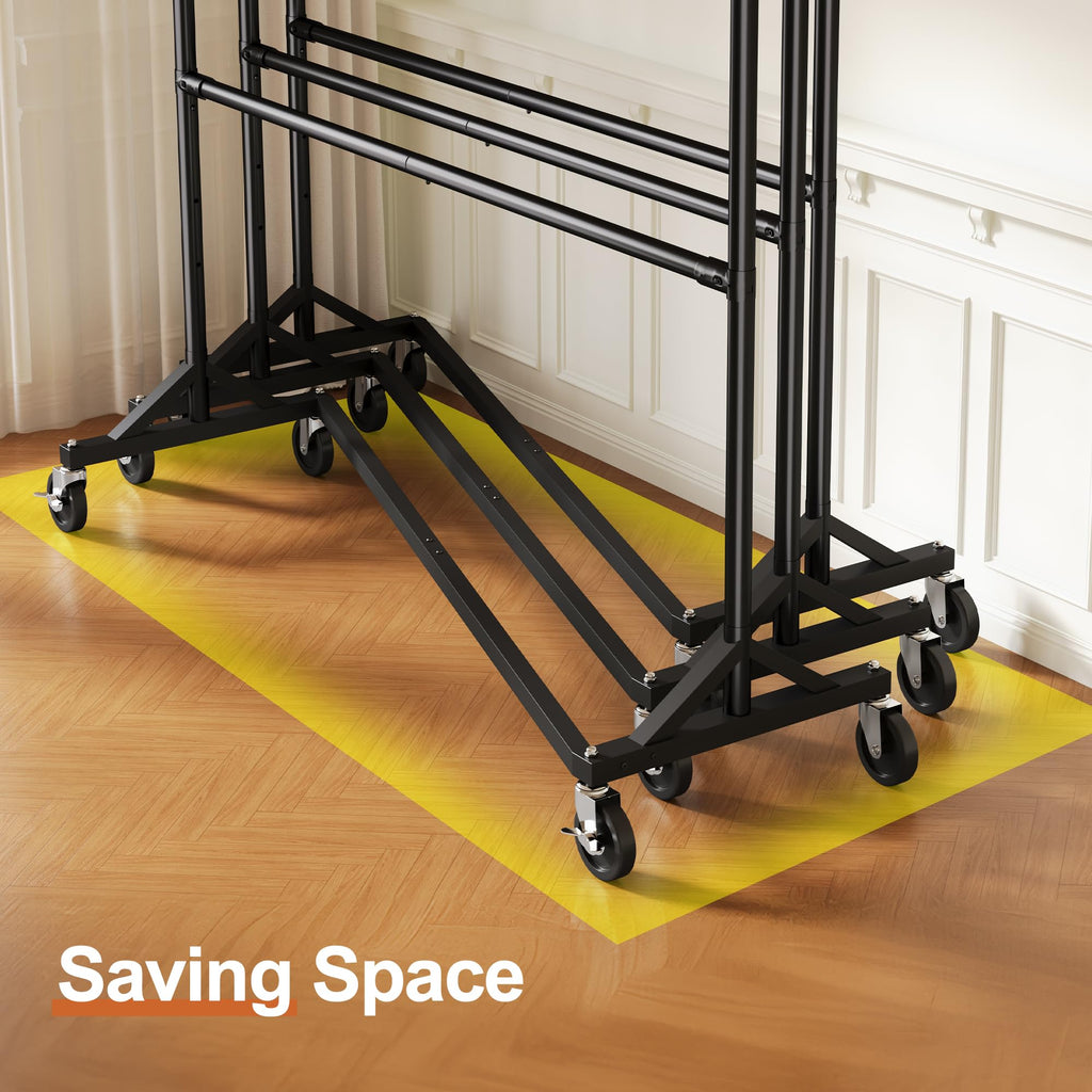 Z Rack, Clothes Rack Hold 550LB Adjustable Height Black 2 Packs