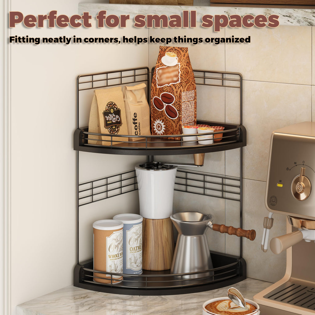 Bathroom Countertop Corner Organizer for Small Spaces, 2-Tier Counter Shelf