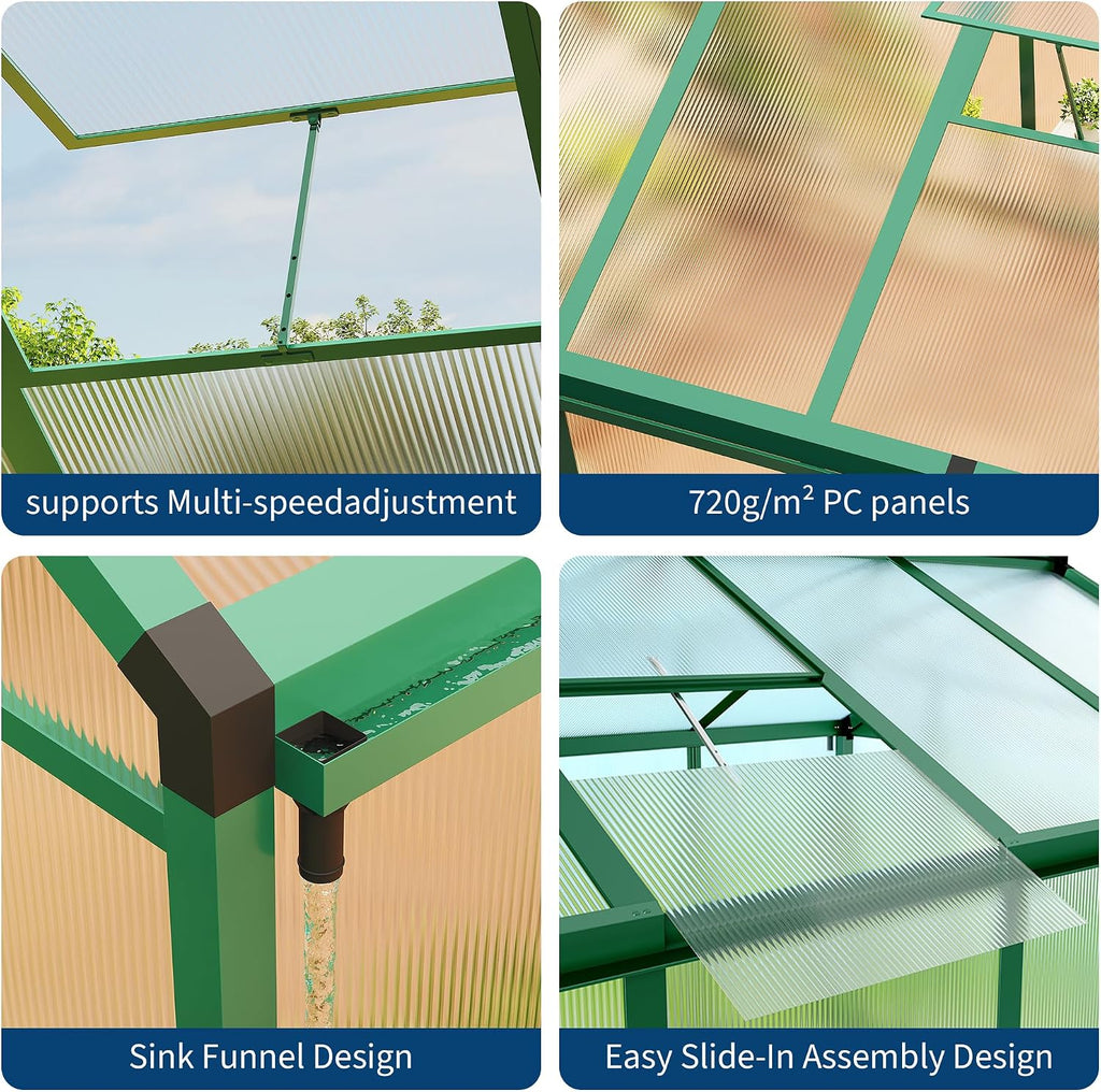 Greenhouse, 8x12 Ft Outdoor Greenhouses, Greenhouse Kit, Portablee Greenhouses with Ground Nails and Vent Windows