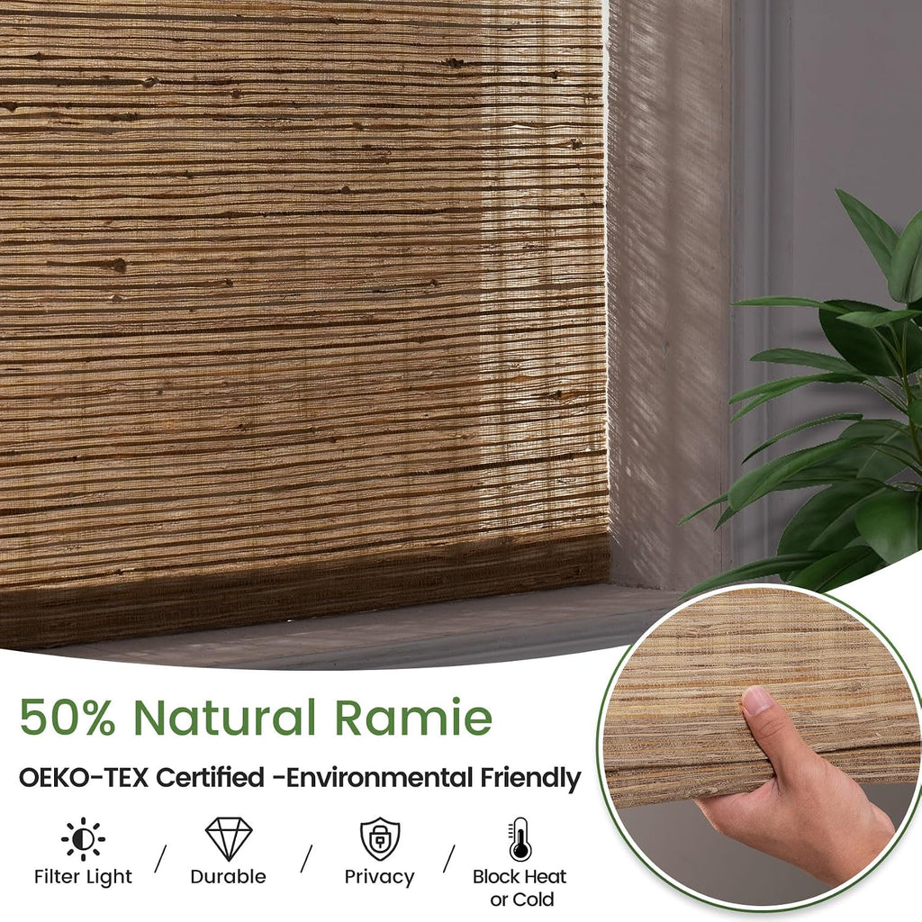 Roman Shades for Windows Light Filtering, Natural Jute Woven Roman Blinds Customized Roman Window Shades,Room