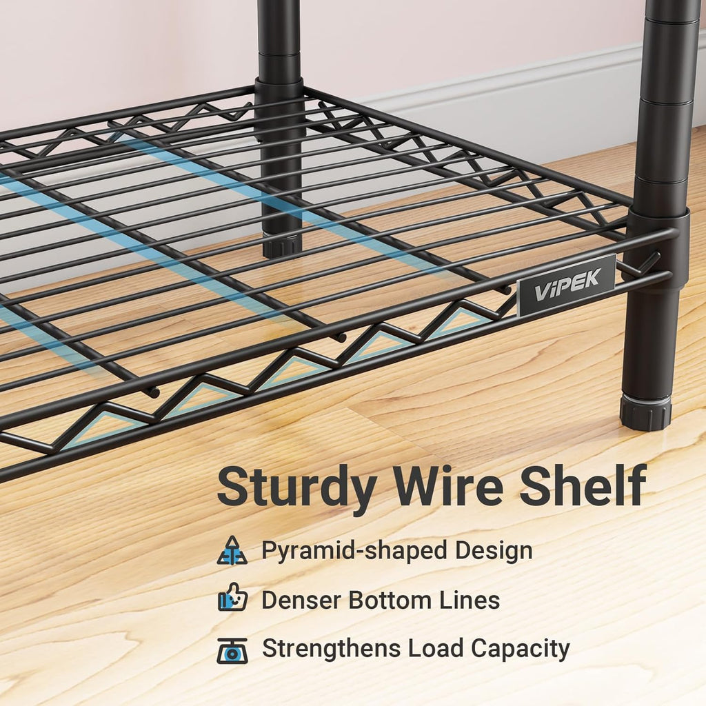 V7 Clothes Rack with Shelves Heavy duty Closet for Hanging Clothes | 5 Tiers Adjustable Wire Shelving, Double Hanging