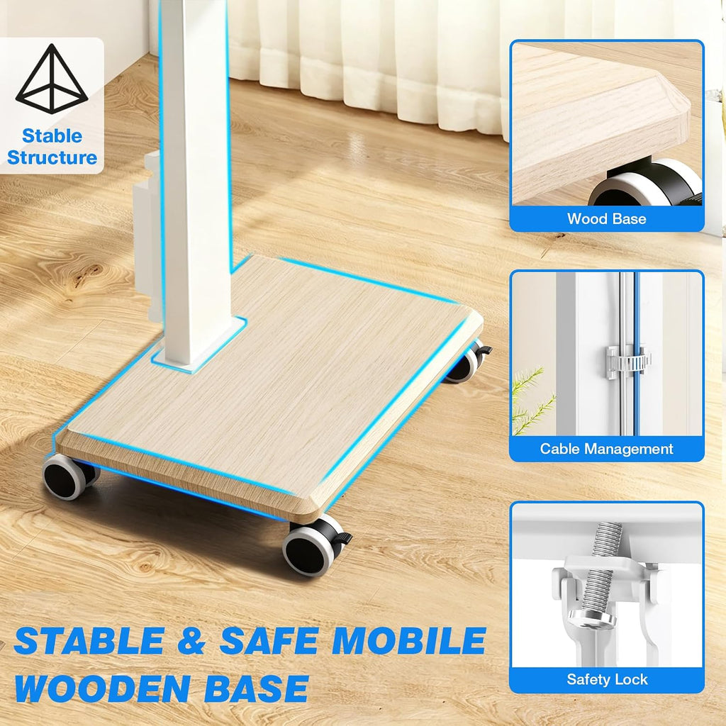 Mobile TV Stand 32-75 Inch with Power Outlet and Shelf, Rolling TV Stand Holds up to 110 lbs, Portable TV Stand on