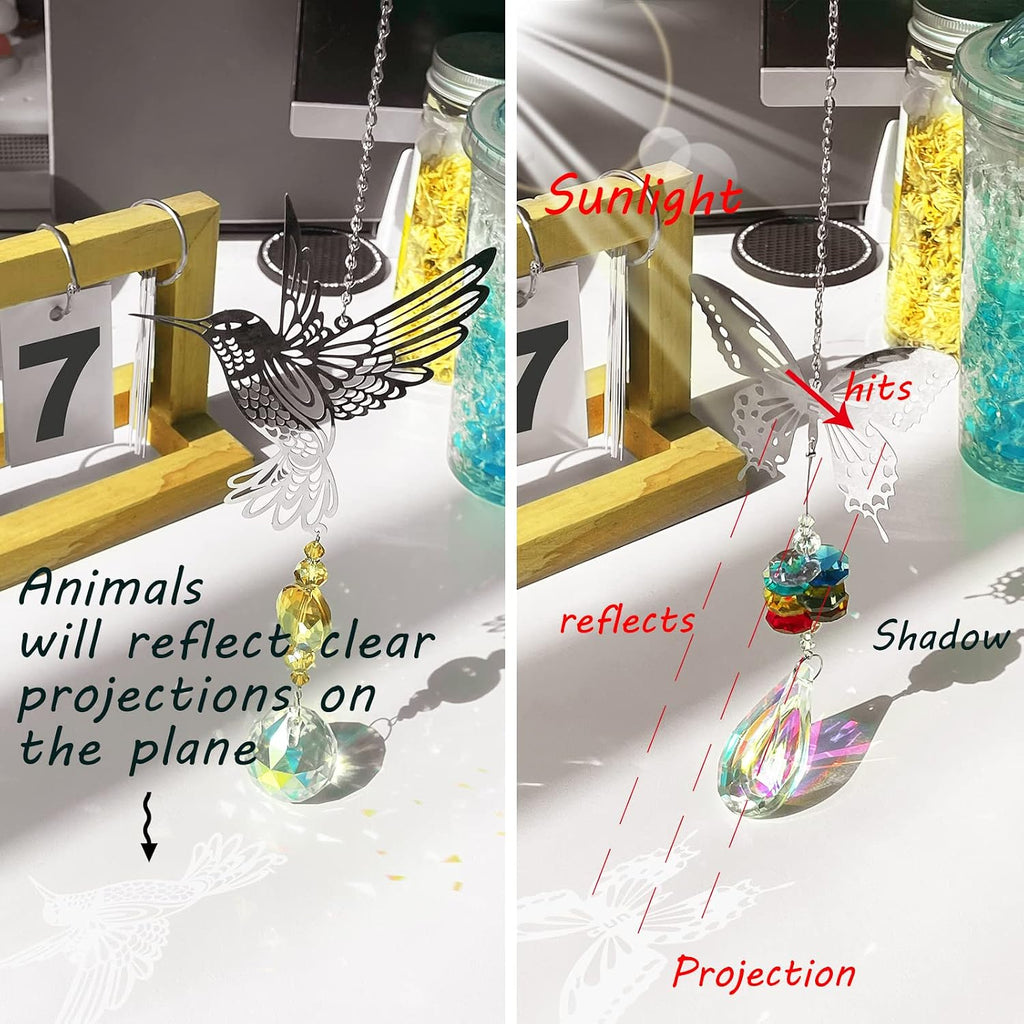 Crystal Suncatchers with Prisms Hanging Window Sun Catcher Decor Indoor Rainbow Maker Ornament Owl Hummingbird