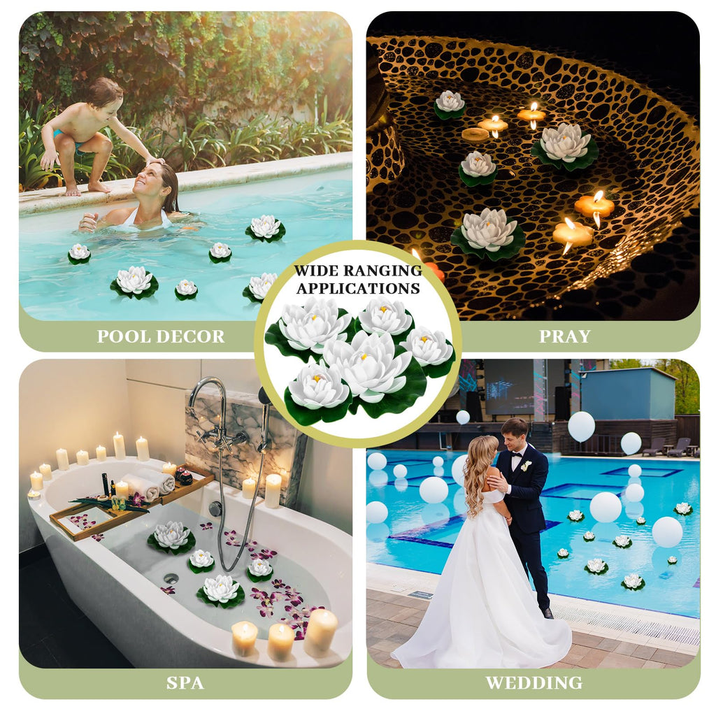 24 Pcs Artificial Foam Lotus Flower with Water Lily Pads Pool Decor