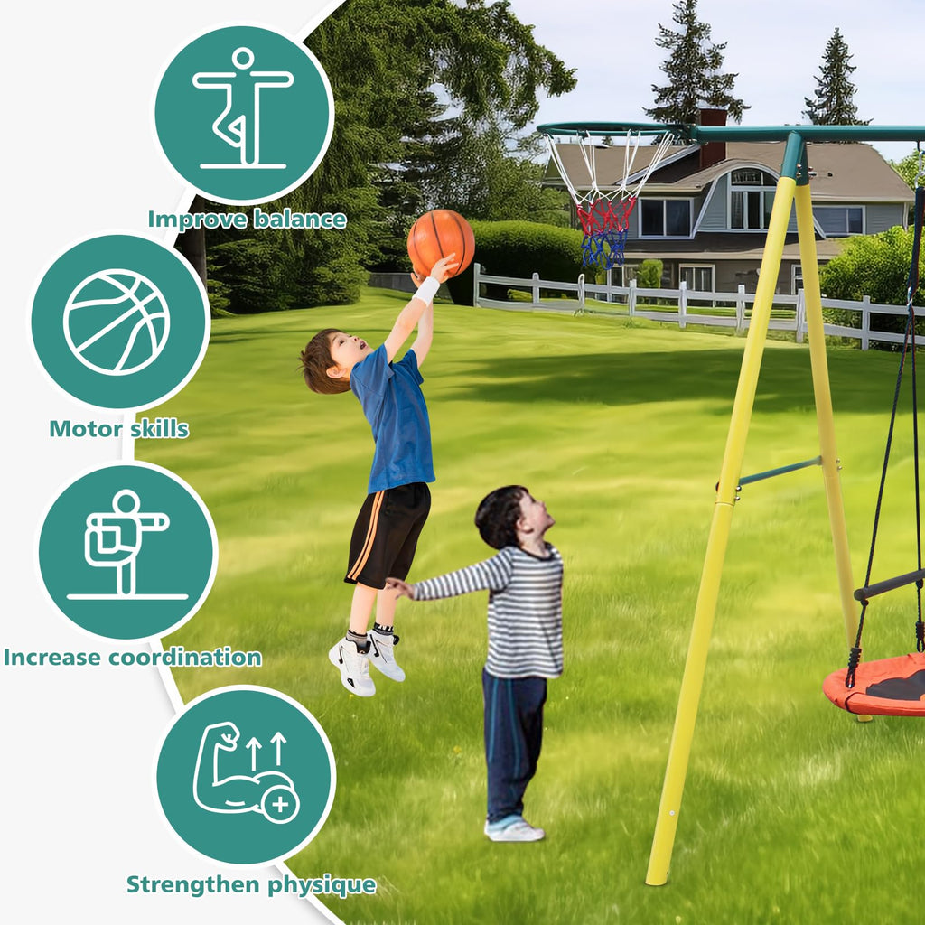 Stand Swing Set Heavy Duty Metal Frame, Extra Large A-Frame Swing Stand for Kids Indoor Outdoor Activity Backyard