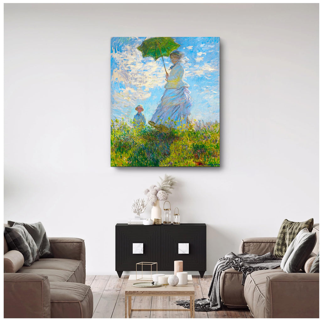 The Walk, Woman with a Parasol (1875) by Claude Monet The World Classic Art Reproductions, Giclee Canvas Prints Wall