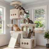 Cat Tree, 72.4-Inch Anti-Tip Cat Tower for Large Cats, All-in-One Cat Furniture with Spacious Perches