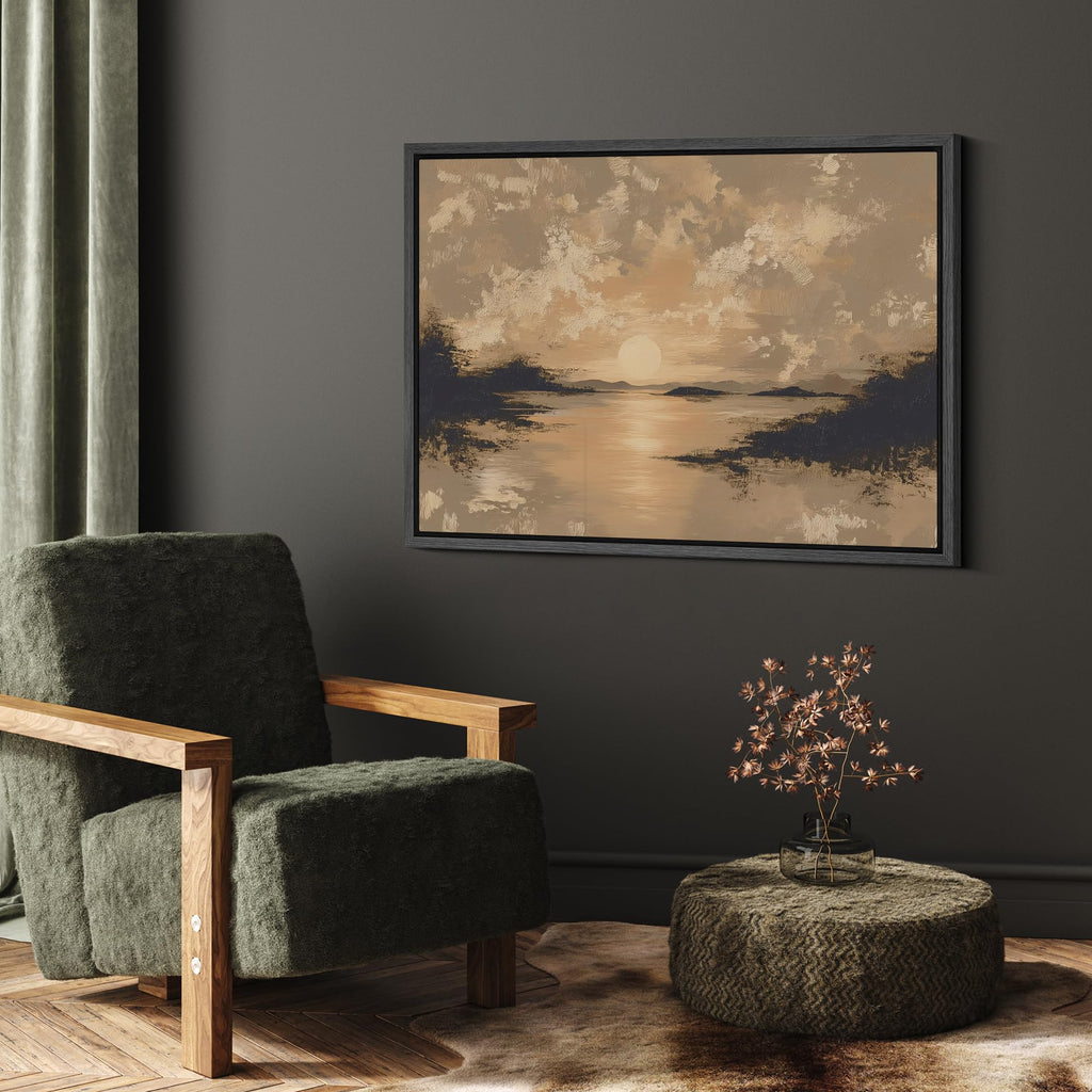 Framed Canvas Print Wall Art Sunset Ocean View