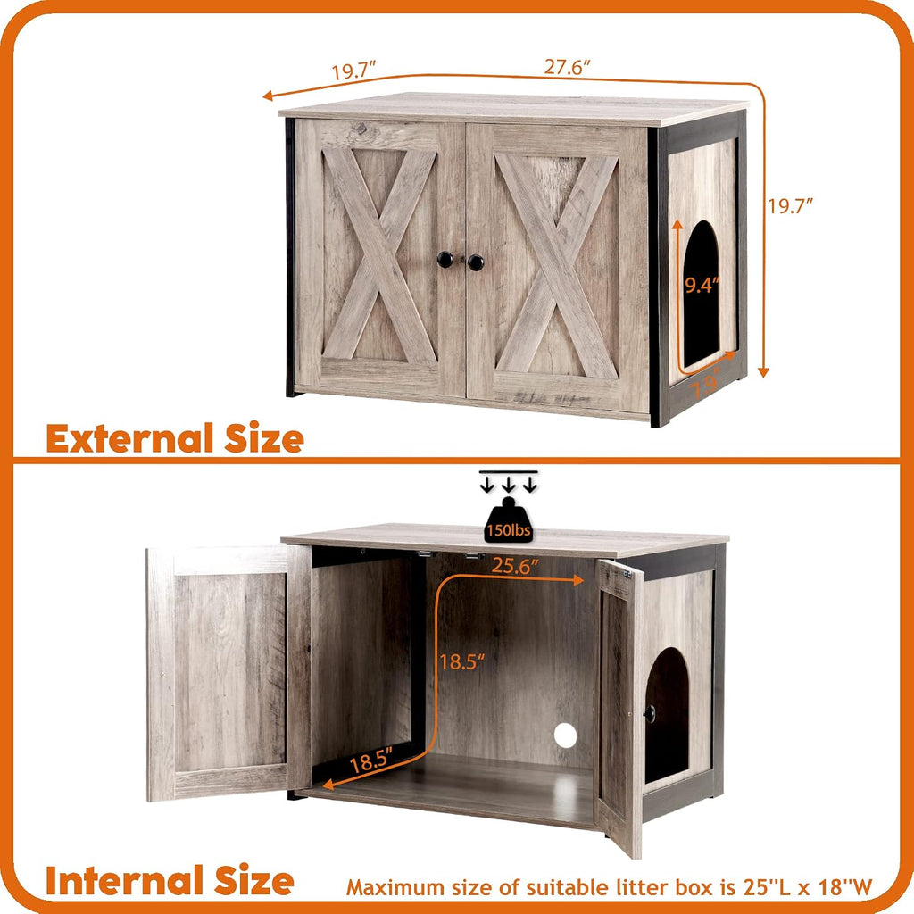 Cat Litter Box Enclosure, Hidden Litter Box Furniture, 27.6 Inches