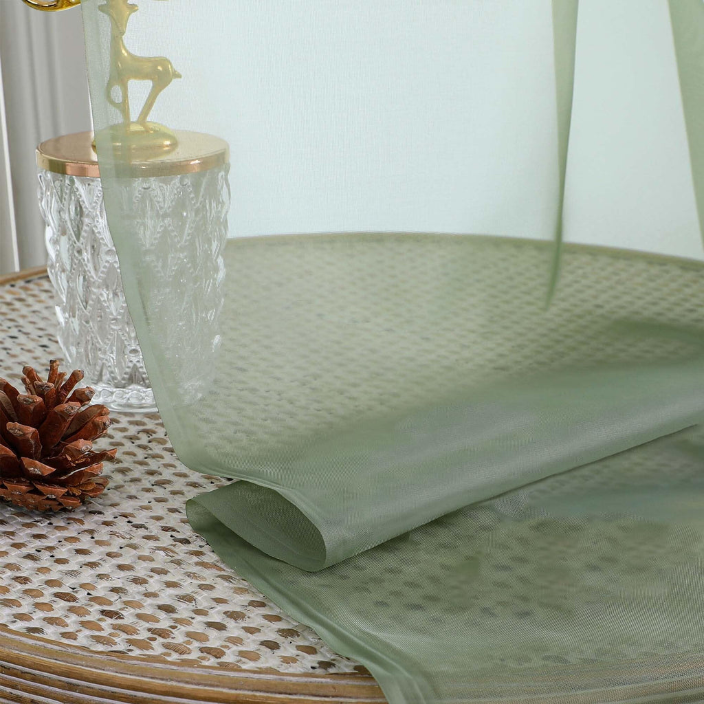 Extra Long Sage Green Sheer Curtains 144 inch 2 Panels, Translucent Backdrop Window Scarf Drapes for Canopy