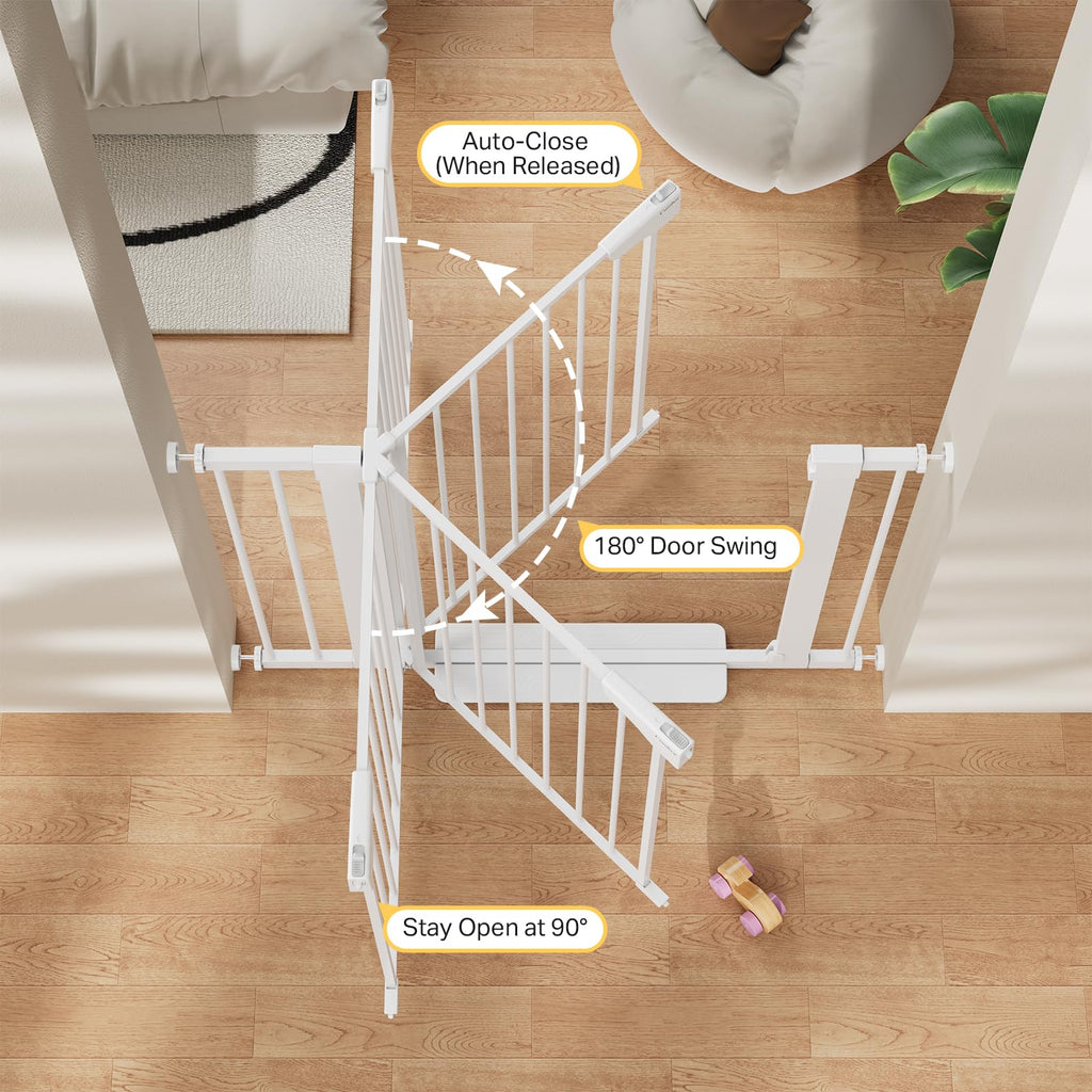 30-40.6 in Baby Gate for Stairs and Doorways, Dog Gate Indoor White