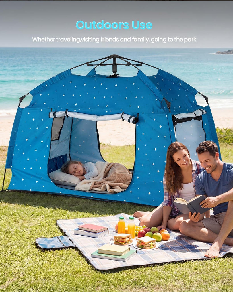 Kids Play Tent-Portable Playhouse Children House -Easy Set up Indoor Outdoor with Carry Bag for Kids-Light Strip