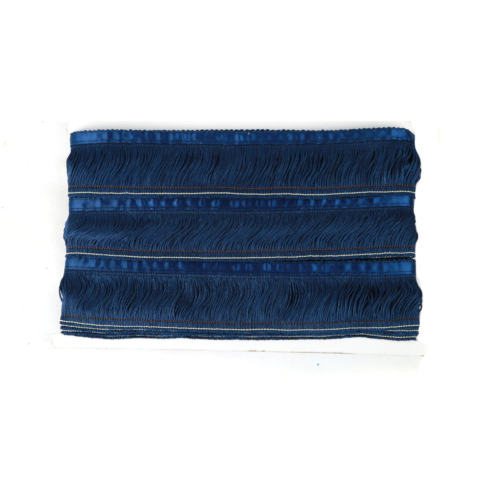 Fringe Trim 6.8 Yard x 2 Inches Fringes with Borders of Blue