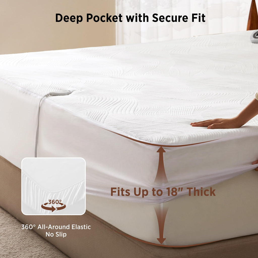 Heated Mattress Pad King Thick Comfort Electric Bed Warmer 78"x80"