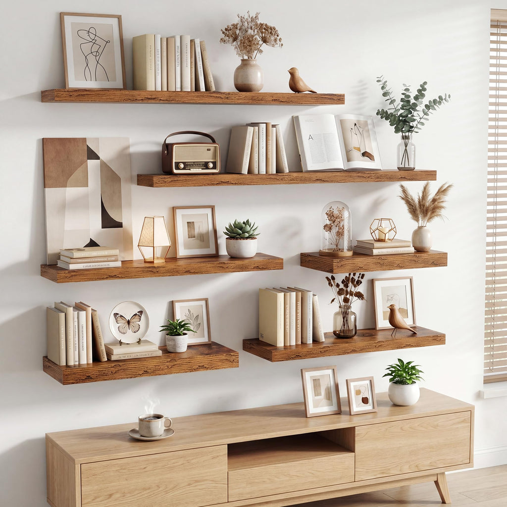 40in Deep Floating Shelves for Wall, Rustic Wall Shelves Bathroom Bedroom Kitchen, Wall Mounted Shelf with Invisible