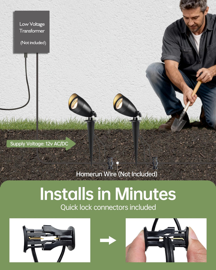 8Pack Low Voltage Landscape Spotlight,12v Outdoor Uplight Waterproof