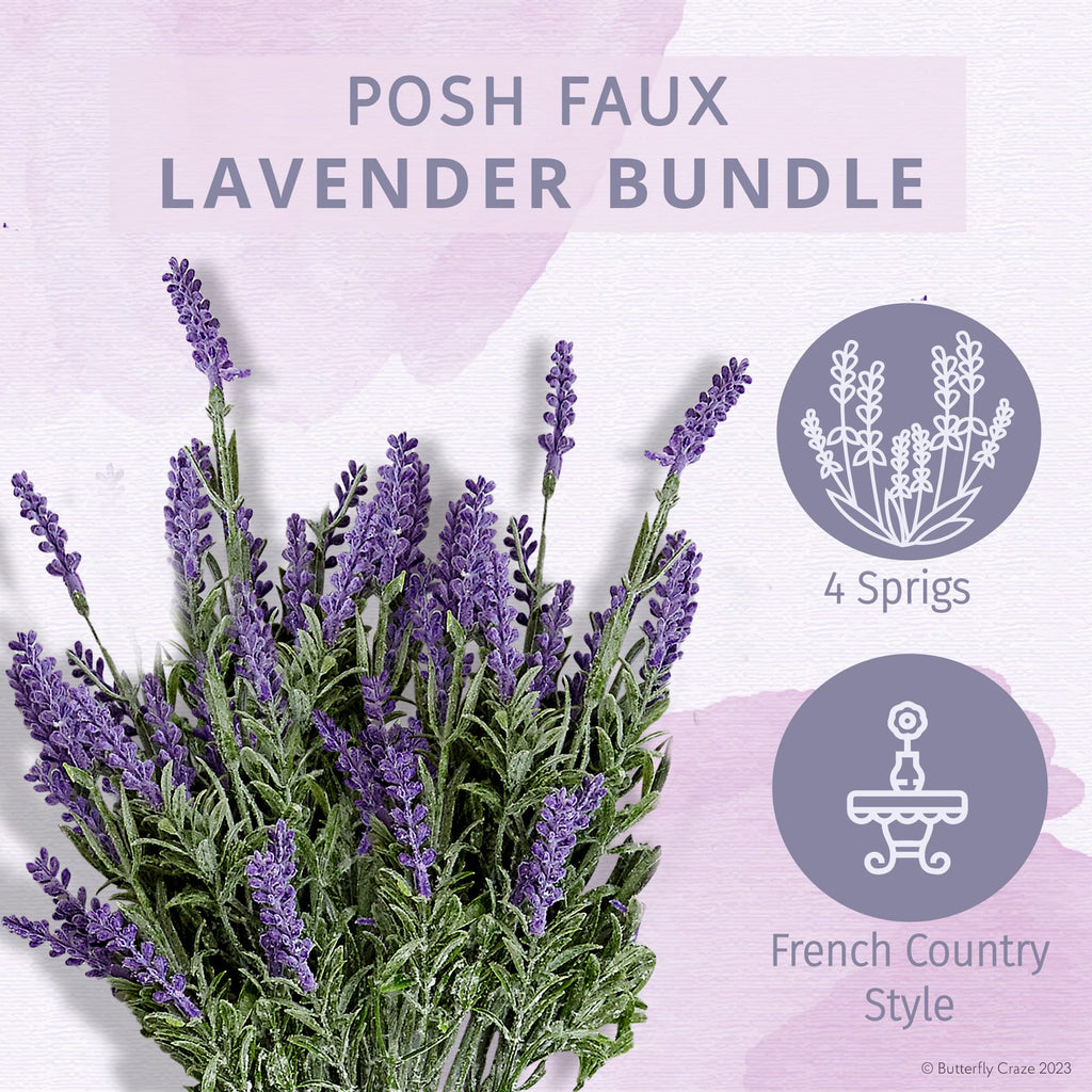 Lavender Artificial Flower Stems - UV-Protected Outdoor Artificial Plants - Plastic Flowers for Outdoors - Floral