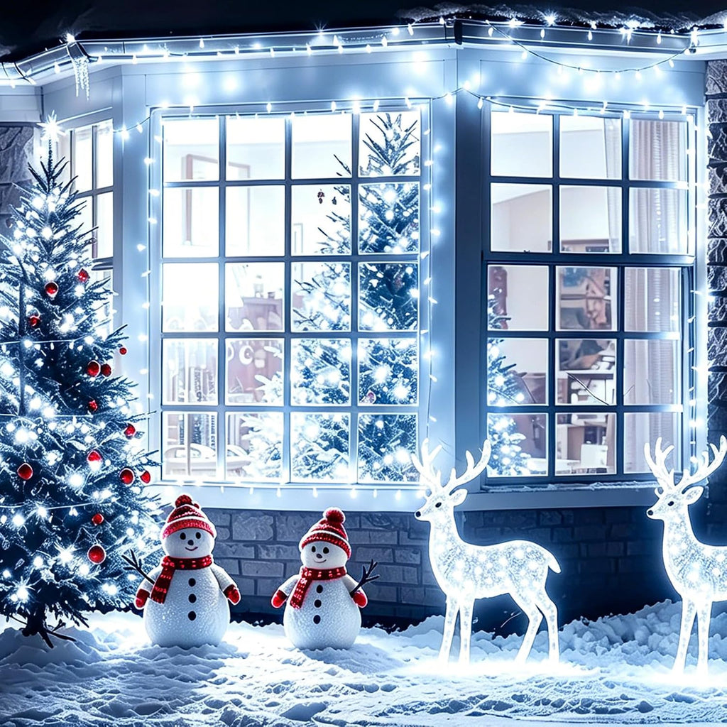 200 FT 500 LED Christmas Lights Outdoor Decorations Super Long Fairy Lights Waterproof 8 Modes Timer Clear Wire