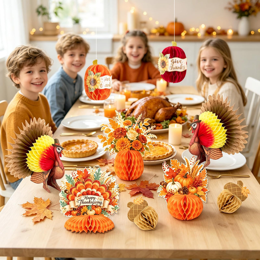 Fall Thanksgiving Decorations, Thanksgiving Table Centerpieces, Honeycomb Turkey Centerpieces Fall Pumpkin Hanging