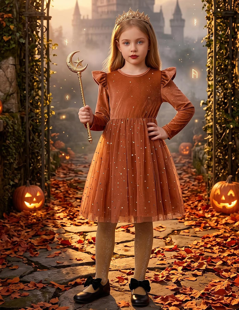 Toddler Tutu Dresses Little Girls Velvet Tulle Fall Winter Dress