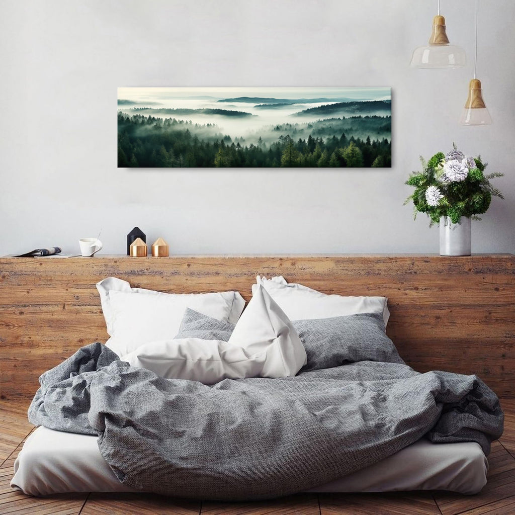 Great Smoky Mountain Canvas Wall Art Misty Blue Ridge Mountains Wall Decor Vintage Nature Landscape Picture Bedroom