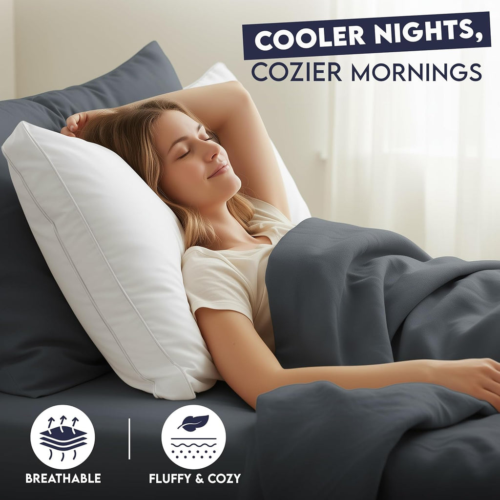 Bed Pillows for Sleeping Standard Size (White), Set of 2, Soft & Fluffy Pillow with Down Alternative Filling