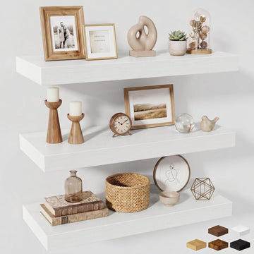 32 x 12 Floating Shelves Wall-Mounted - Rustic Wood Shelf - 12 Inch Deep Floating Shelves for Wall - Large Storage