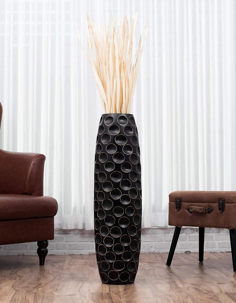 Large Floor Vase 34 inches Mango Wood for Pampas Grass, Dried Flowers
