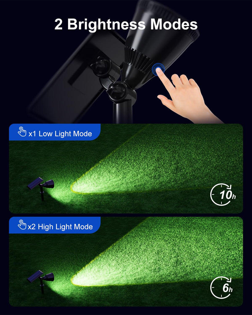 2 Pack Solar Powered Spot Lights Outdoor Waterproof Super Bright LED