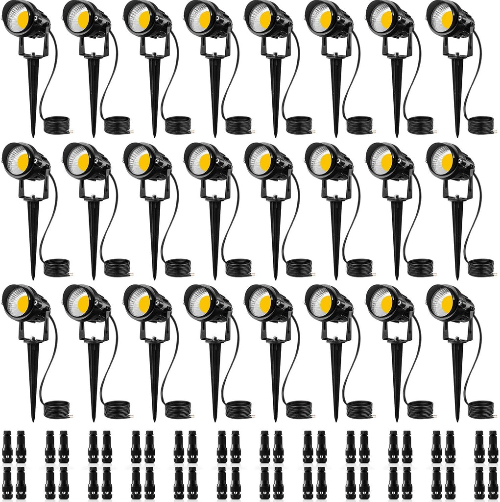 24 Pack Low Voltage Landscape Lights LED 12W Landscape Lighting with connectors AC/DC 12V-24V Outdoor Spotlight IP65