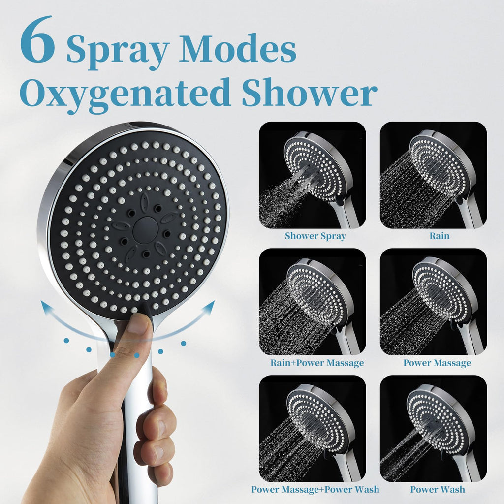 Shower Slide Bar Combo, 24 in Segmental Slide Bar with 6-Mode High Pressure Handheld Shower Head and 60 in Stainless