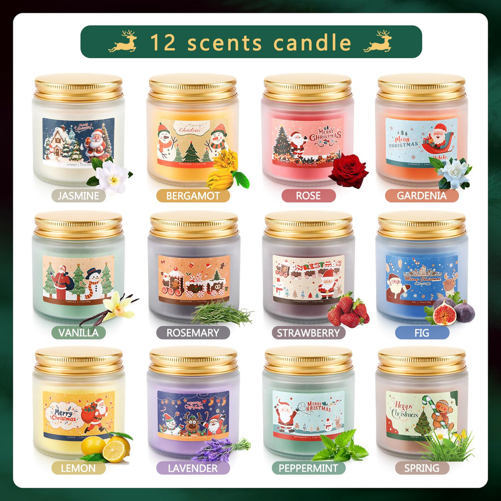 Advent Calendar 2026, 12 Days of Christmas Countdown Candles, Festive Scented Soy Wax Gift Set, Holiday Aromatherapy