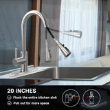 Single Handle High Arc Brushed Nickel Pull Out Kitchen Faucet,Single Level Stainless Steel Kitchen Sink Faucets with