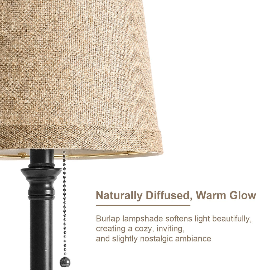 19.5" Black Rustic Table Lamps Set of 2 Bedroom