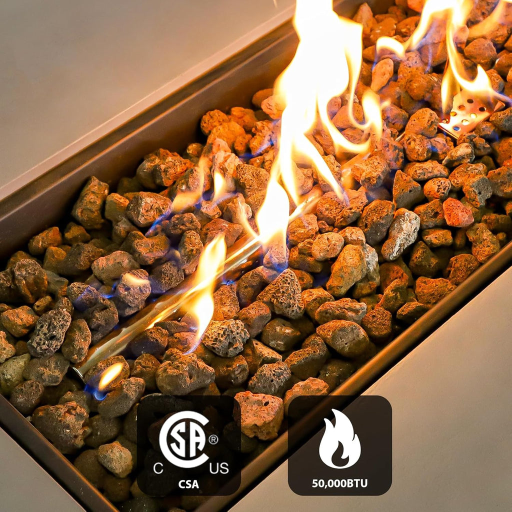 60-inch Fire Pit Table w/Tank Cover, 2-Piece Outdoor Propane/Natural Gas Firepit for Outside Patio