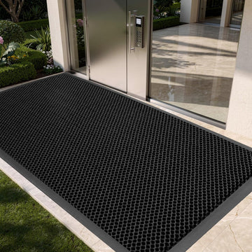 Front Door Mat Outside Entrance, 35"x59" Heavy Duty Non-Slip Doormat | Stretch Mesh, Low-Profile, Dirt Trapper