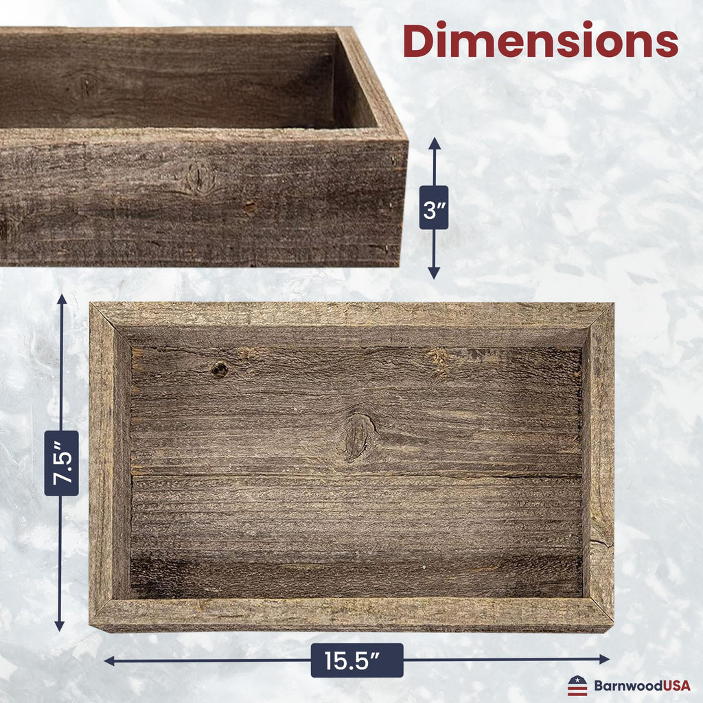 Small Wooden Planter Box, 15.5x7.5x3, Natural Weathered Gray