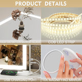 Vanity Mirror with Lights, 32" x 22" Large Lighted Vanity Mirror with Dimmable 3 Modes, LED Makeup Mirror, USB