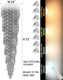 75" H Crystals Chandeliers for High Ceiling Room Light Modern Crystals Chandeliers Living Room Decor Light Fixture Crystal Chandelier Staircase Storey Foyer Chandeliers LED Blubs Included A100-B091388CY1