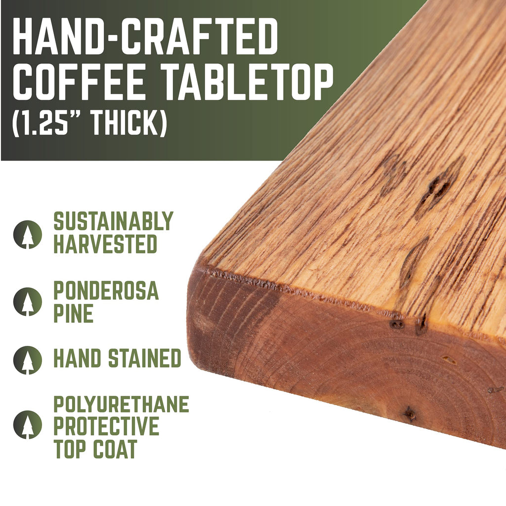 Restore Solid Wood Coffee Table Top 18 in. x 36 in. x 1.25 in. Reclaimed Ponderosa Pine in Sunset Cedar