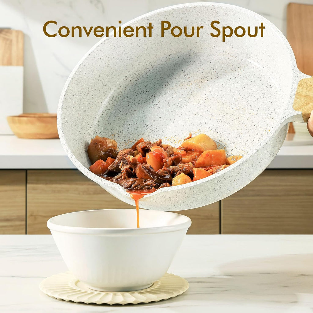 Nonstick Ceramic Cookware Set, 13-pcs Non-toxic Pots and Pans Set | Healthy Kitchen Cooking Set with Stay-Cool