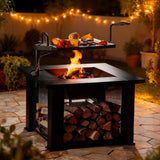 Fire Pit with BBQ, Outdoor Fire Pit for Wood Burning, Patio Firepits for Outside with Grill