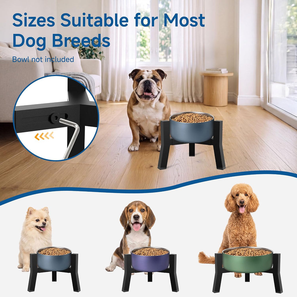 Adjustable Single Elevated Dog Bowl Stand, Lifted Holder No Bowls