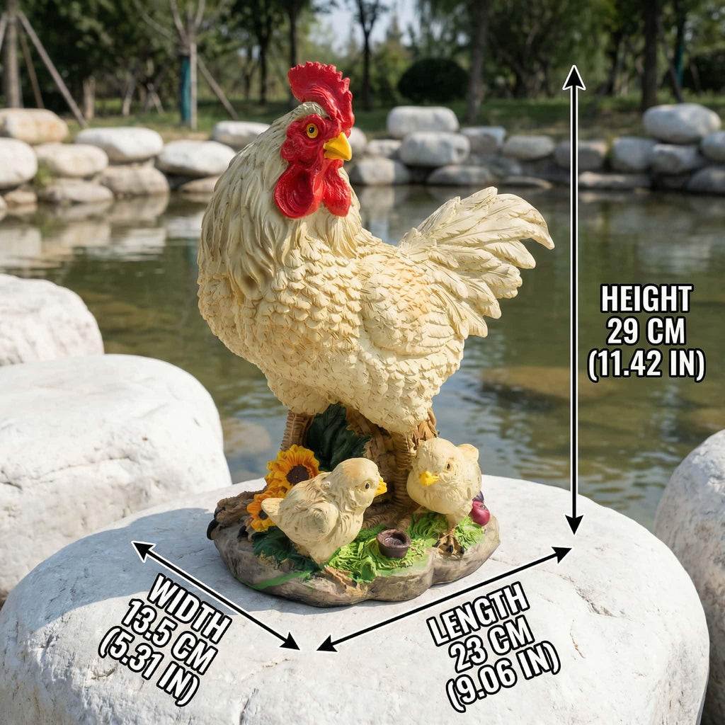 11.5" Chicken Bird Statue - Rustic Home Accents, Realistic Animal Sculptures, Resin Figurines, Yard Art, Funny Farm