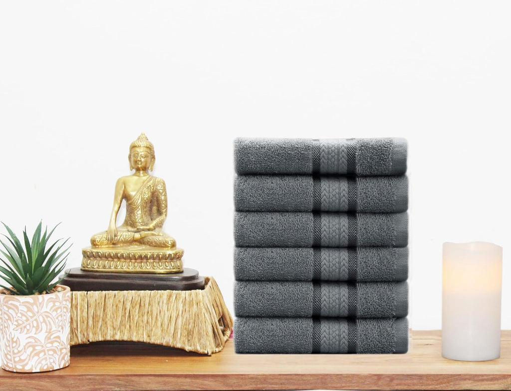 Ultra Soft Hand Towels - 6 Pack 100% Ringspun Cotton Towel Set